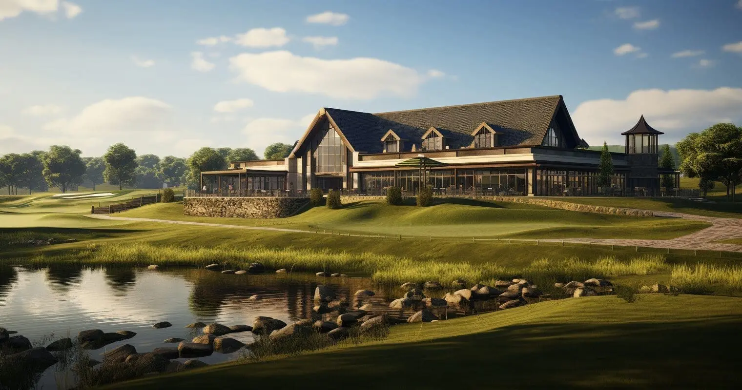 Golf club club house in the south west of england using it support for golf clubs