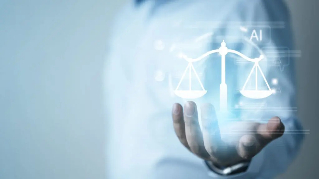 Abstract image of balance scales symbolizing AI ethics, fairness, and responsible artificial intelligence, highlighting trans