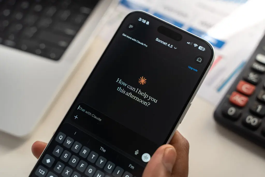 Claude AI logo displayed on a smartphone screen