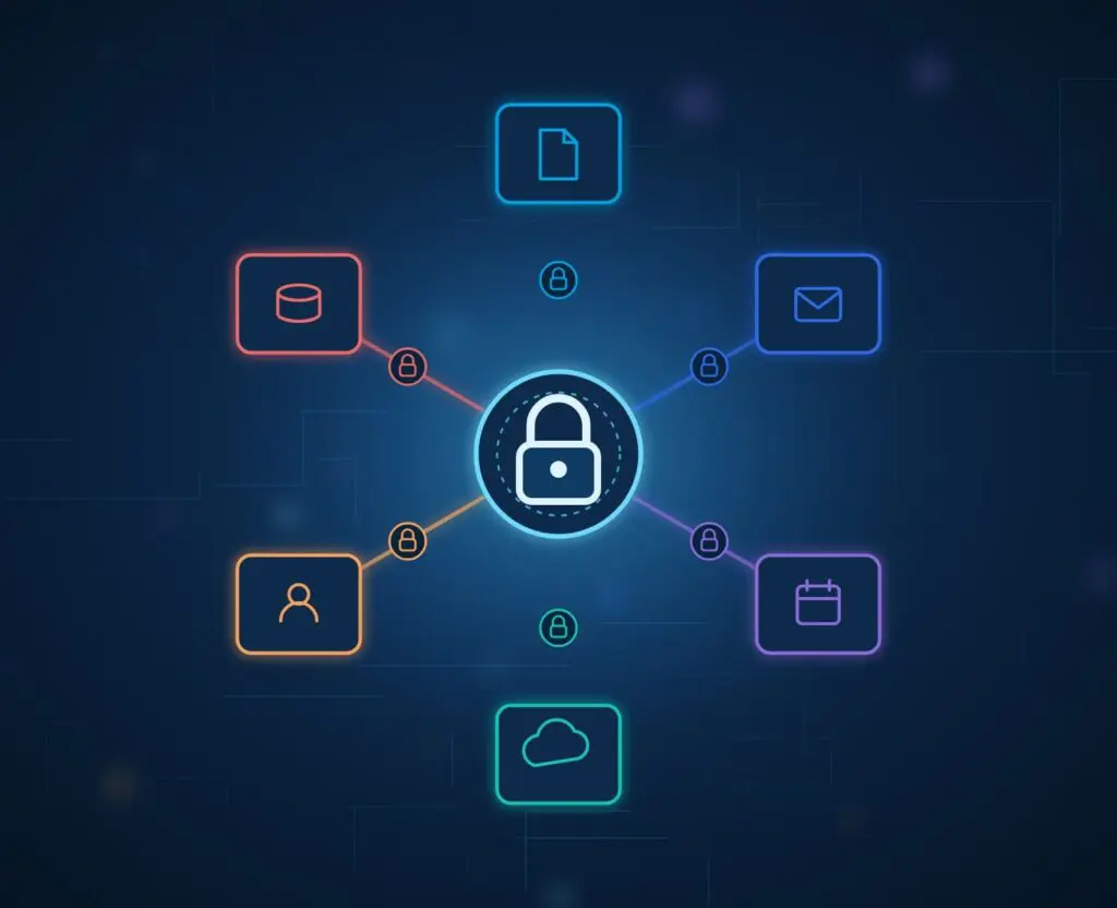 Diagram showing Claude connectors inheriting a user's existing permissions across business systems